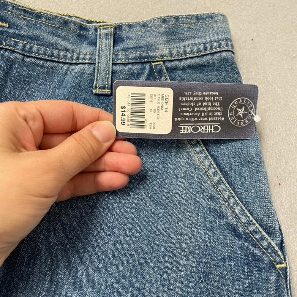 Vintage Cherokee Denim Carpenter‎ Shorts Womens 14 Blue High Rise Y2K 90s NWT